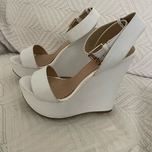 Aldo White Ankle-Strap Platform Sandals
